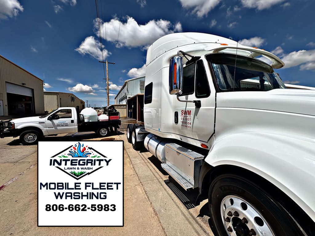 Fleet washing a semi truck